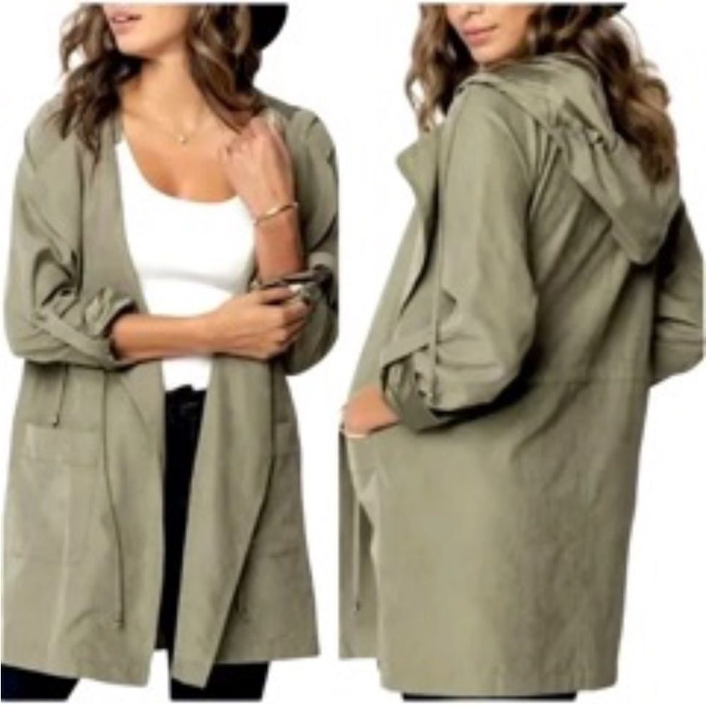 Be Cool | Green Lightweight Hooded Utility Coat Jacket L‎